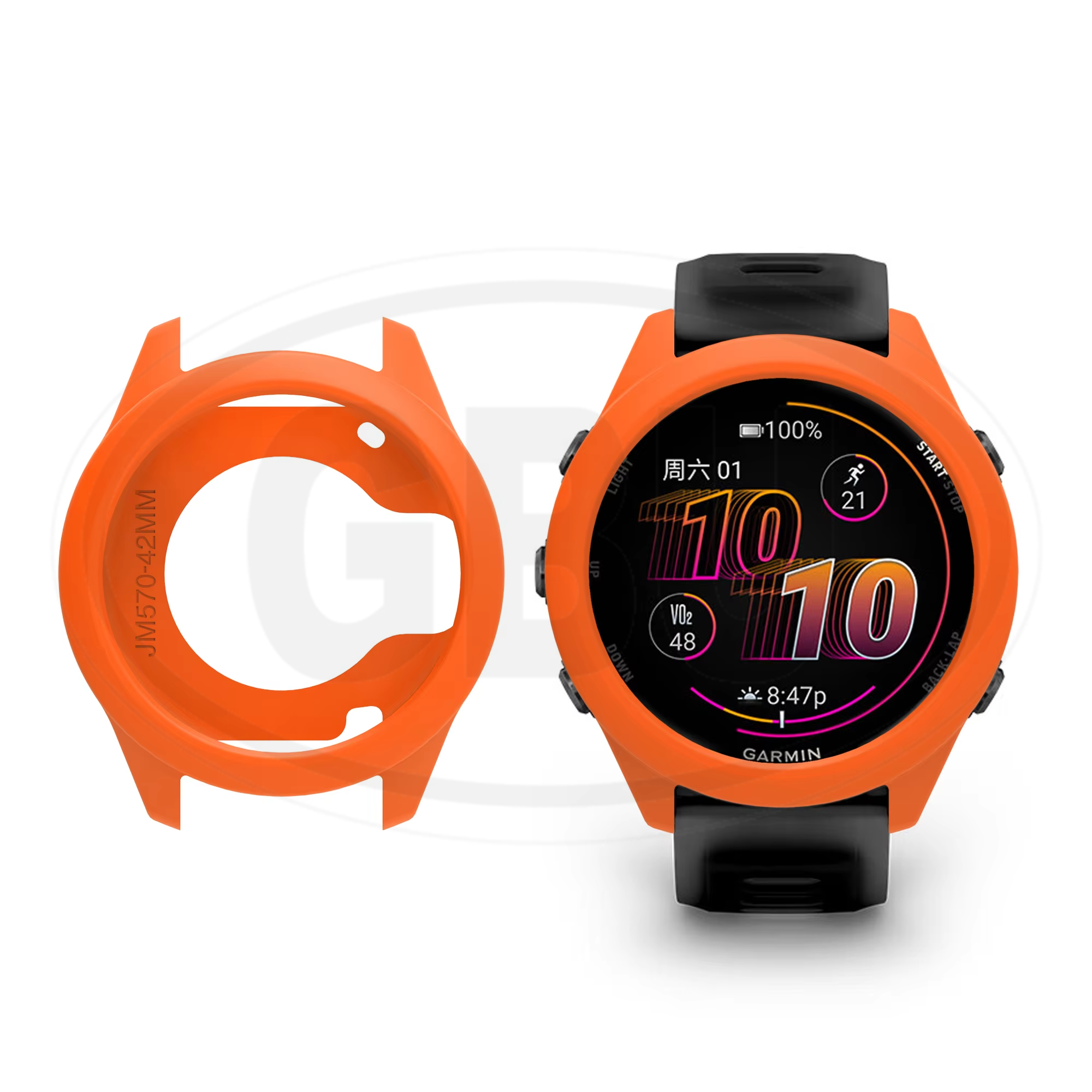 Garmin Forerunner 570 42mm/ Forerunner 570 47mm Sarung Full Built-in Tempered Glass / Sarung Half Silikon - No Screen