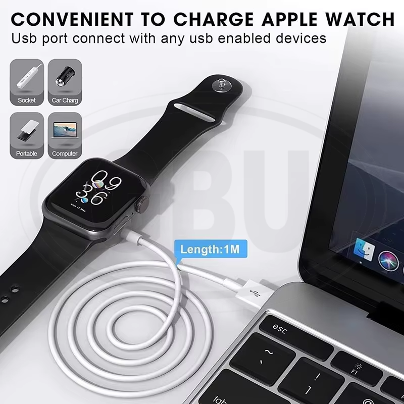 Apple Watch Series 11/10/9/8/7/SE/6/5/4/3/2/1 For 38mm/40mm/41mm/42mm/44mm/45mm/49mm USB Magnetic Charger Dock Cradle Cable