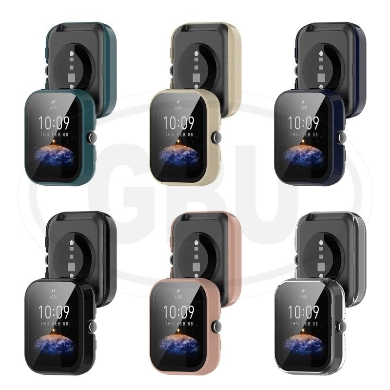 Amazfit Bip 3 / Bip 3 Pro 2-in-1 Full Cover Case with Tempered Glass Protector Screen