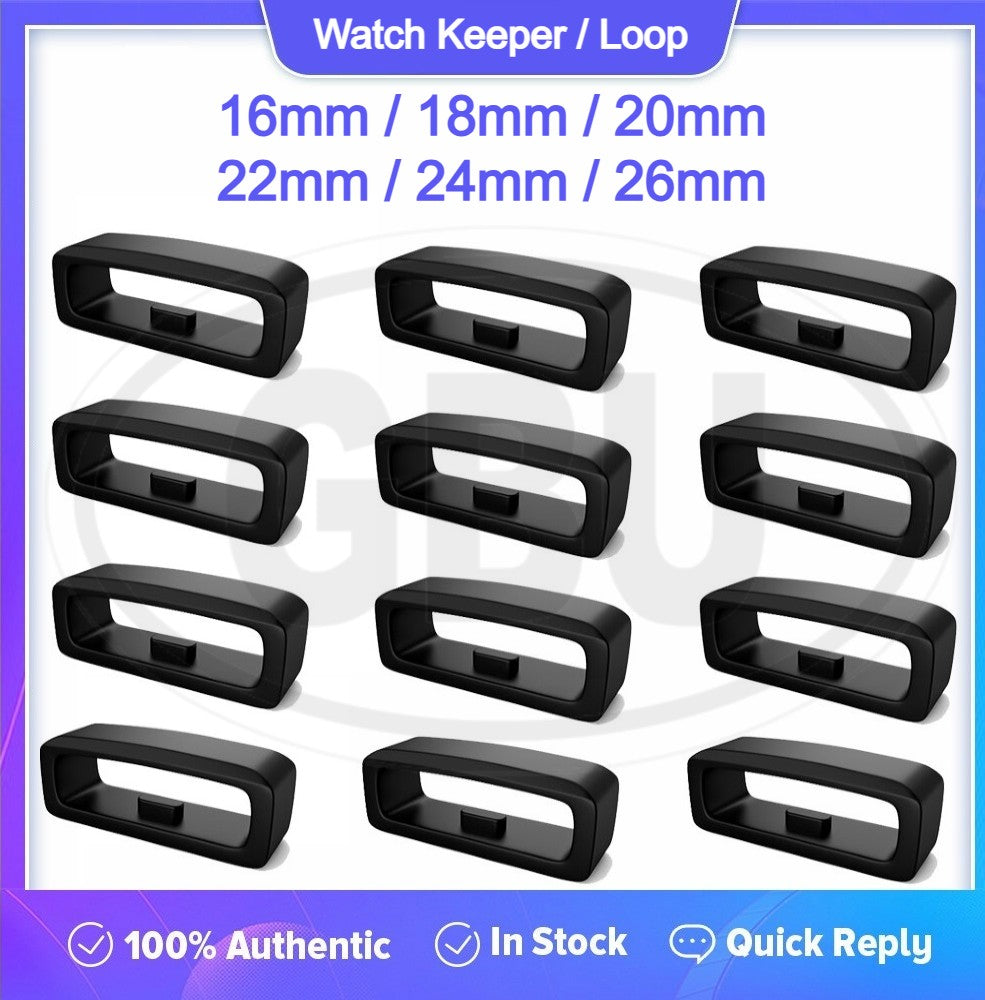 Rubber Silicone Buckle Watch Band Strap Ring Loop Holder Locker Keeper - 16mm / 18mm / 20mm / 22mm / 24mm / 26mm