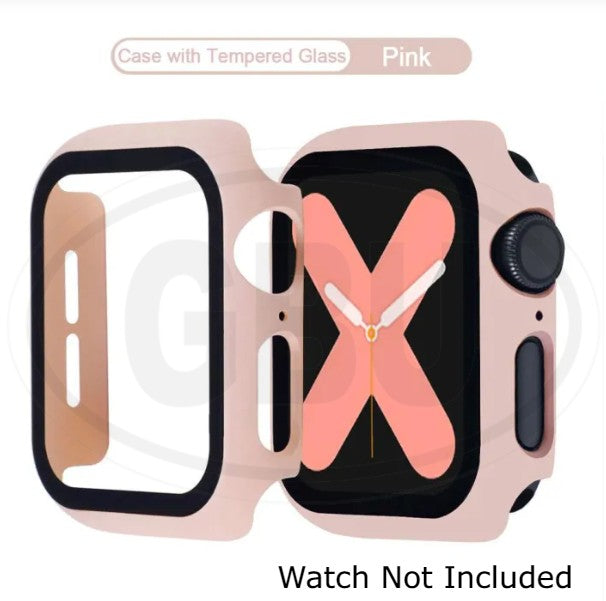 Apple Watch Series 9/8/7/SE/6/5/4/3/2/1 For 38mm/40mm/41mm/42mm/44mm/45mm/49mm Cover Case with Tempered Glass Screen