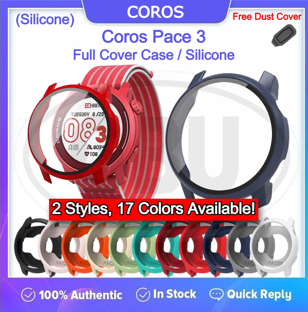 Coros Pace 3 Silicone and Full Cover Case with Tempered Glass Protector Screen - 2-in-1 TPU Cover