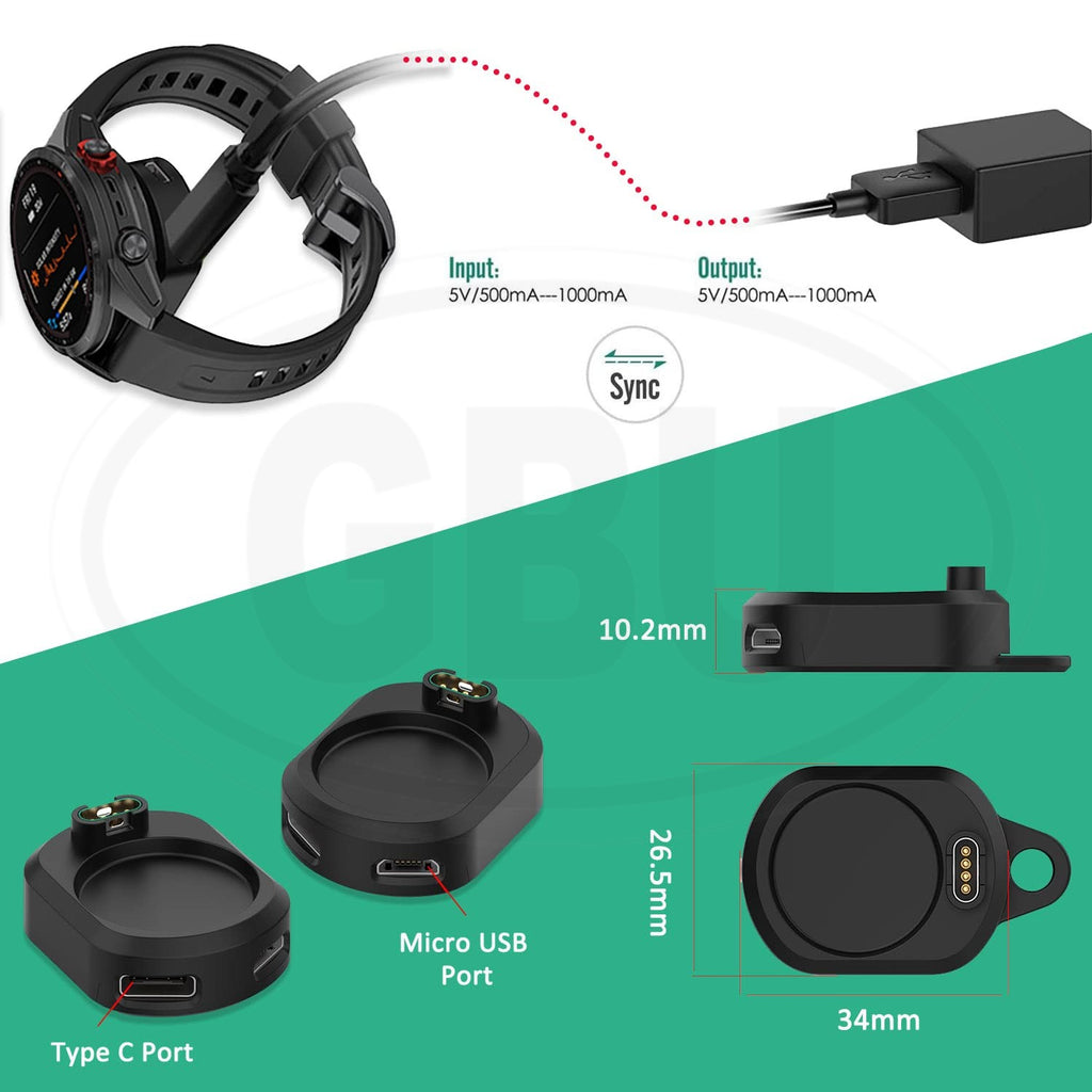 Garmin Charger Adapter for Type C / Lighting / Micro USB Cable Charger Converter Charging Adapter