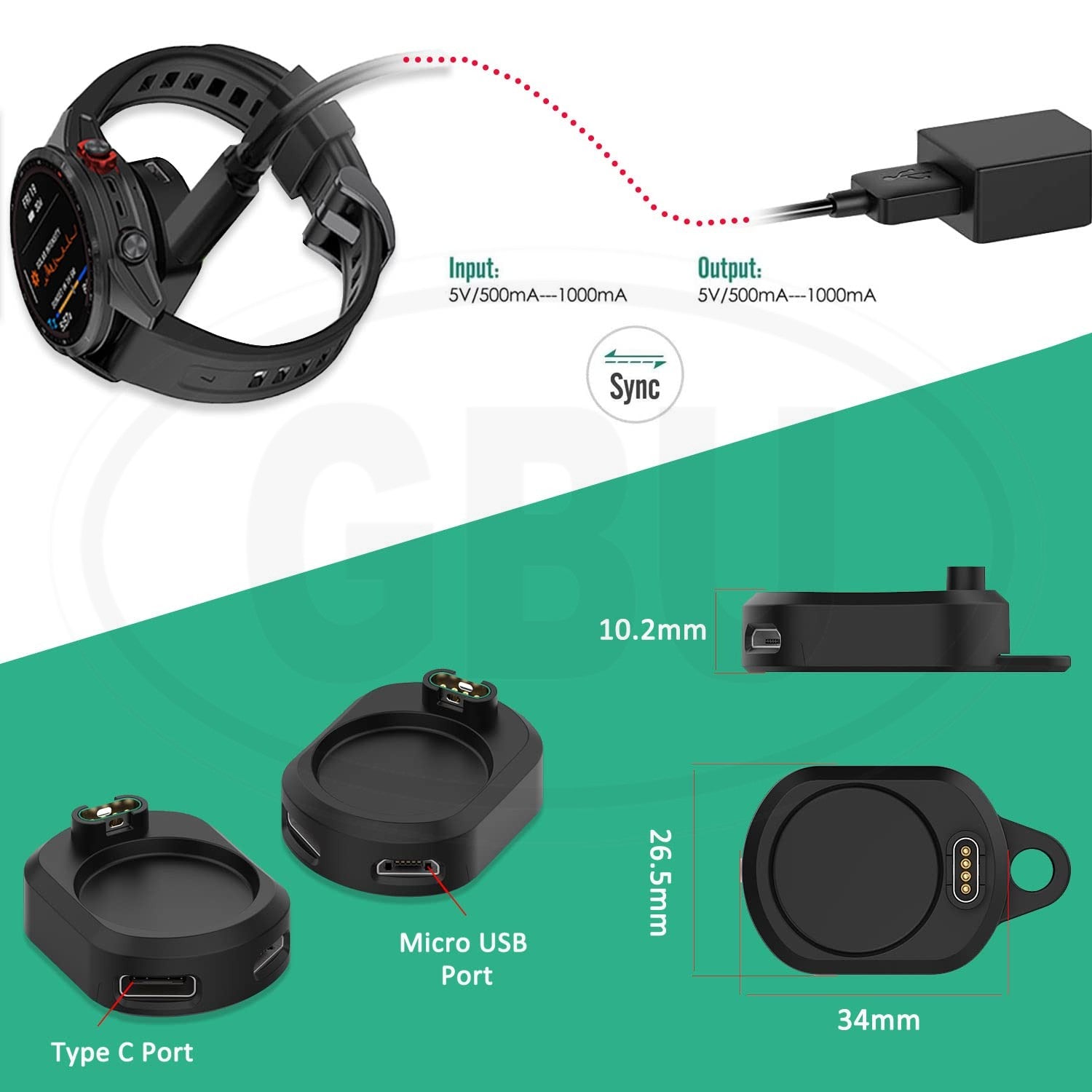 Garmin Charger Adapter for Type C / Lighting / Micro USB Cable Charger Converter Charging Adapter