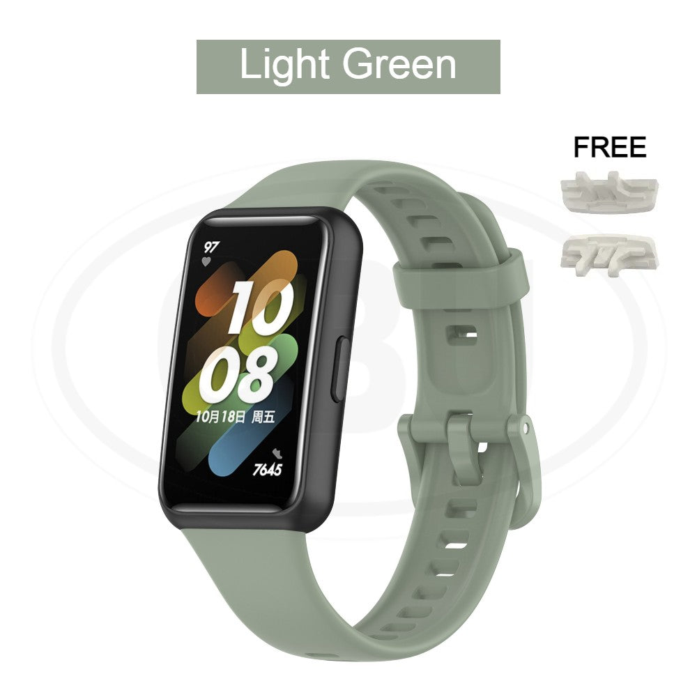 Huawei Band 7 / Huawei Band7 Smart Watch Soft Silicone Replacement Strap Band - Full Color Buckle