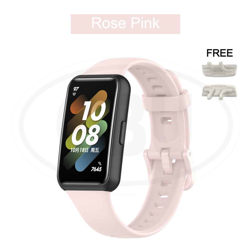 Huawei Band 7 / Huawei Band7 Smart Watch Soft Silicone Replacement Strap Band - Full Color Buckle