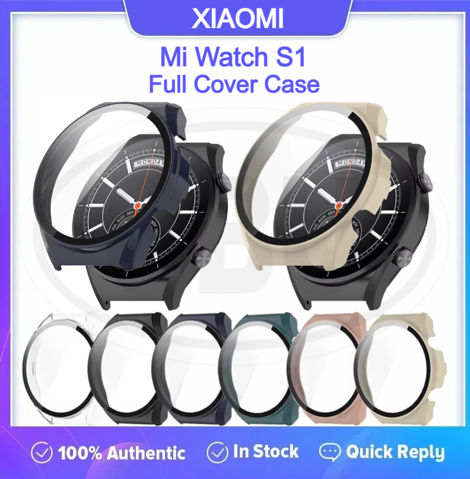 Xiaomi Watch S1 / Mi S1 Full Cover Case with Tempered Glass Protector Screen - 2-in-1 Cover