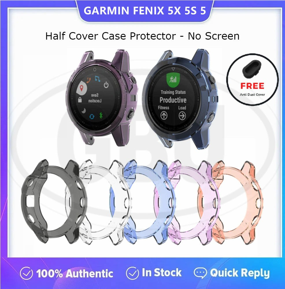 Compatible with Garmin Fenix 5X 5S 5 TPU Half Cover Protector Case - No Screen (NOT ORIGINAL)