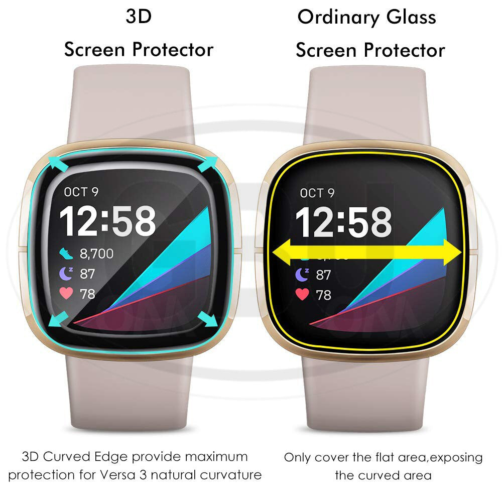 [2pcs] Fitbit Versa 4 / Versa 3 / Versa 2 / Sense 2 / Sense 3D Full Cover Screen Protector - Full Screen