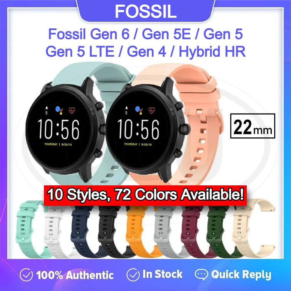 Fossil Gen 6 / Gen 5E / Gen 5 / Gen 5 LTE / Gen 4 / Hybrid HR / Sport Watch Band Strap - 22mm Full Color Buckle