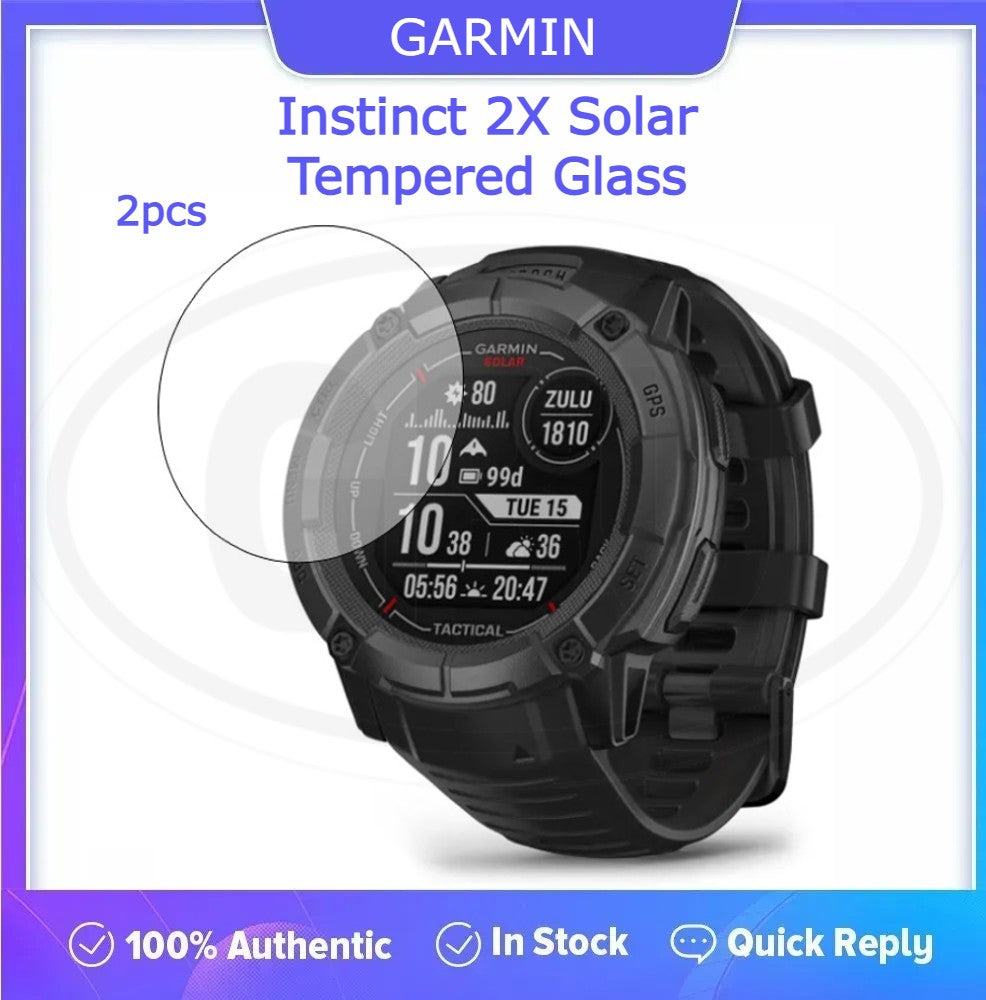 [2pcs] Garmin Instinct 2x Solar Screen Protector HD Tempered Glass