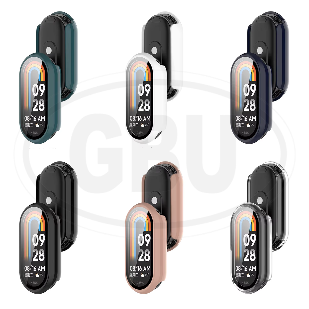 Xiaomi Smart Band 8 / Xiaomi Smart Band 10 / Mi Band 8 / Mi Band 10 Sarung Full Built-in Tempered Glass Cover