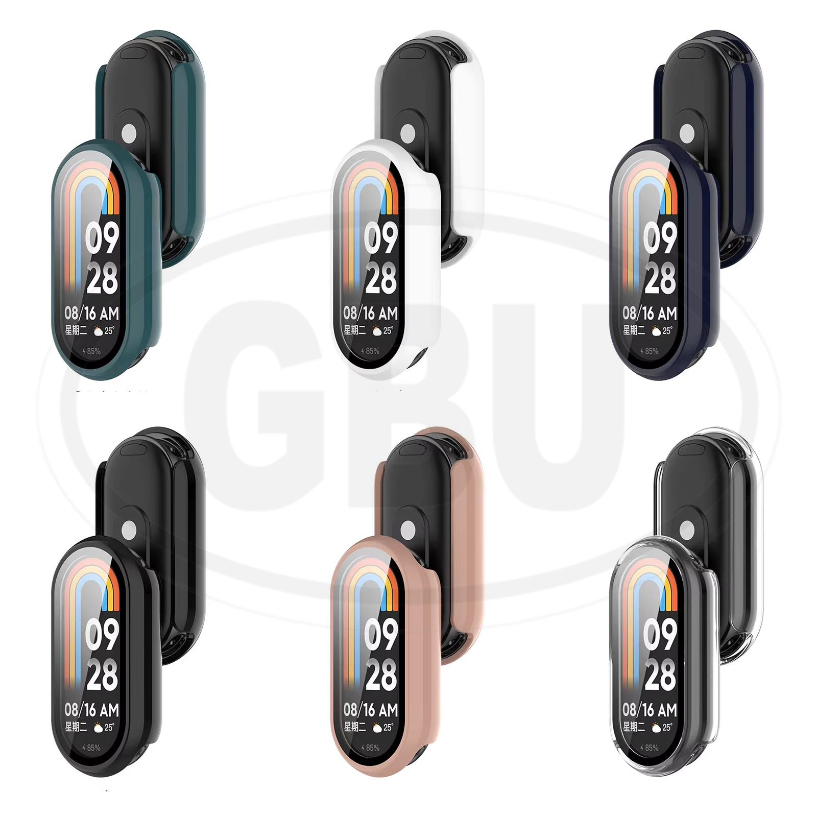 Xiaomi Smart Band 8 / Xiaomi Smart Band 10 / Mi Band 8 / Mi Band 10 Sarung Full Built-in Tempered Glass Cover