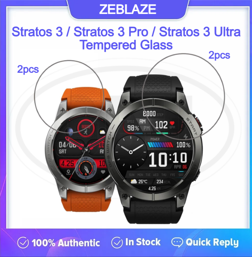 [2pcs] Zeblaze Stratos 3 / Stratos 3 Pro / Stratos 3 Ultra Screen Protector HD Tempered Glass