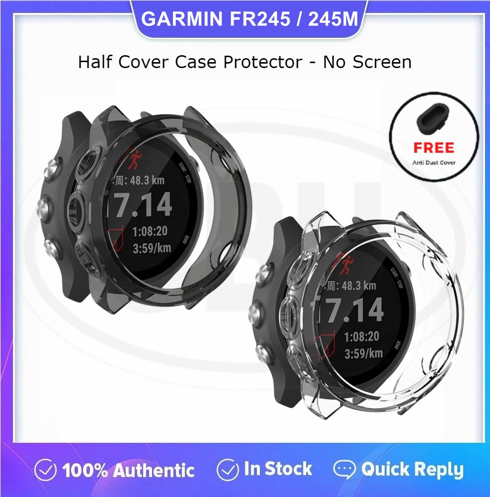 Garmin Forerunner 245 / 245 Music TPU Half Cover Protector Case - No Screen