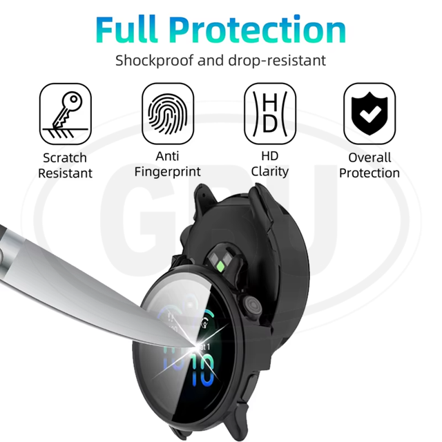 Garmin Vivoactive 6 Sarung Full Built-in Tempered Glass / Sarung Half Silikon - No Screen  PERCUMA Anti-Dust Cover
