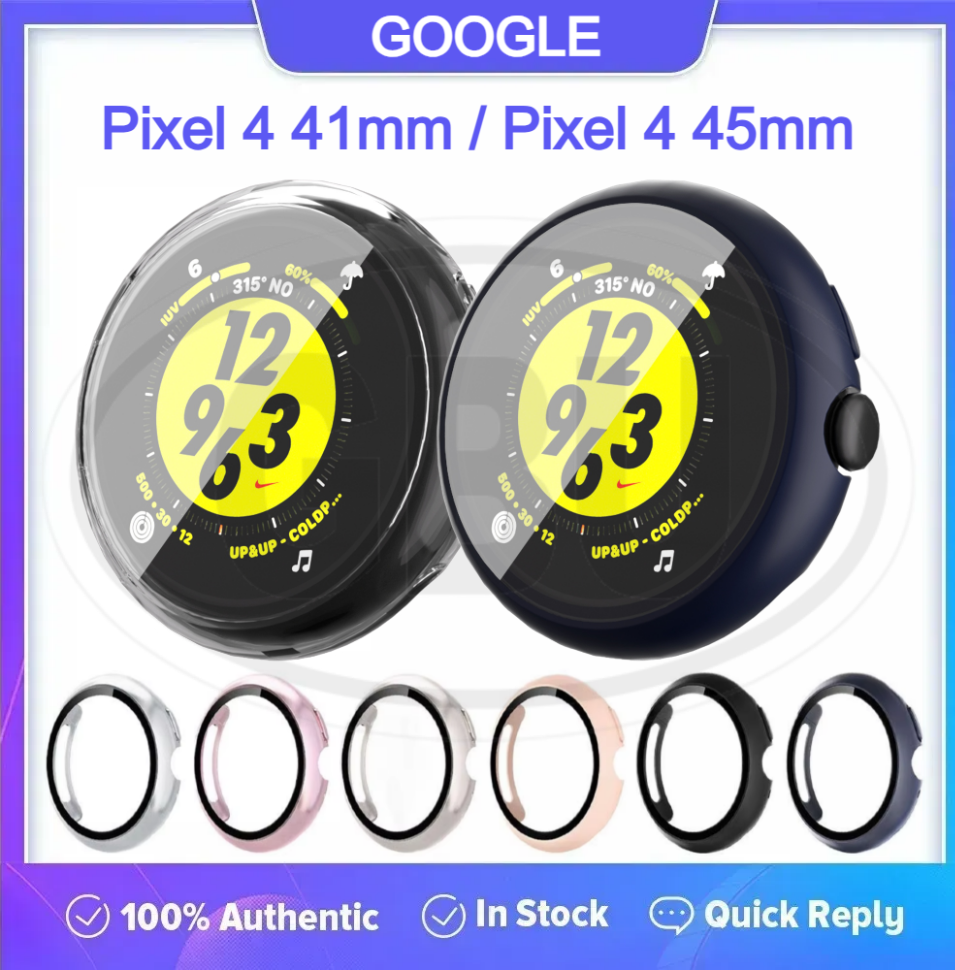 Google Pixel Watch 4 45mm / Google Pixel Watch 4 41mm Sarung Full Built-in Tempered Glass Cover