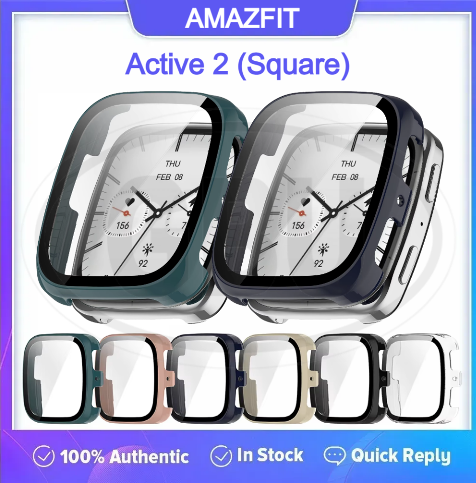 Amazfit Active 2 Square Sarung Full Built-in Tempered Glass Cover