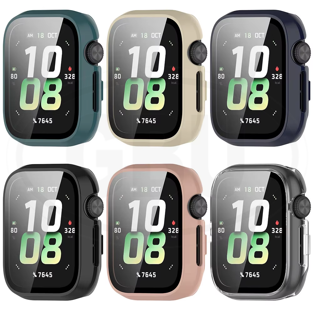 Honor Watch 5 Silicone and Full Cover Case with Tempered Glass Protector Screen - 2-in-1 TPU Cover