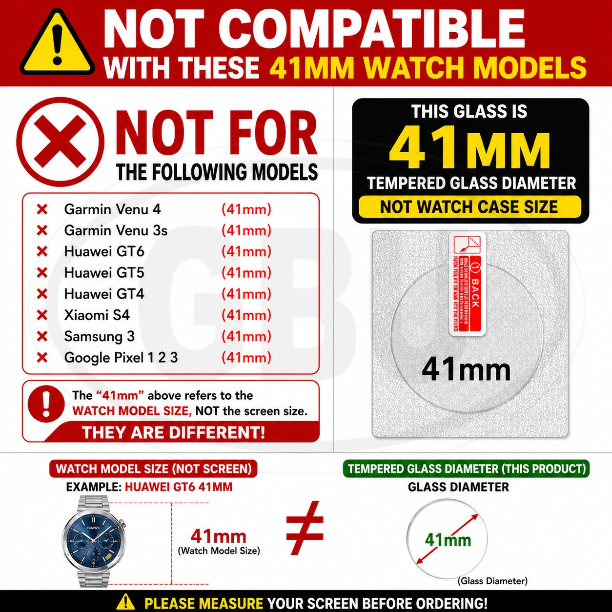 Premium Watch Screen Protector Tempered Glass - Diameter 30 | 31 | 32 | 33 | 34 | 35 | 36 | 37 | 38 | 39 | 40 | 41 | 42mm