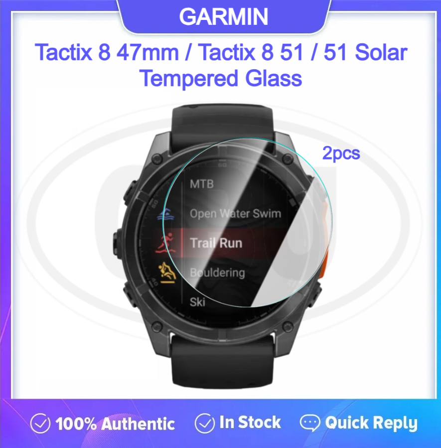 [2pcs] Garmin Tactix 8 47mm / Tactix 8 51mm / Tactix 8 51 Solar Screen Protector HD Tempered Glass