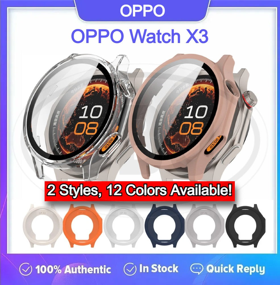 OPPO Watch X3 Sarung Full Built-in Tempered Glass Cover / Sarung Half Silikon - No Screen