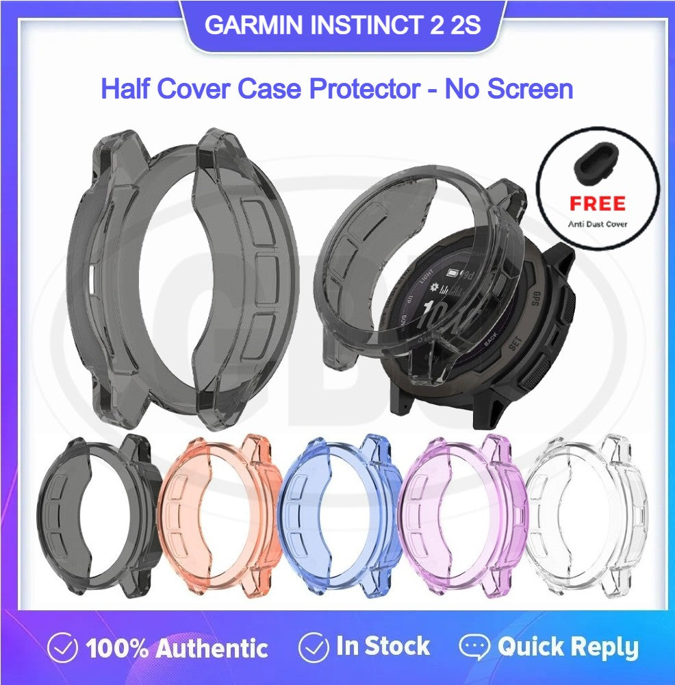 Garmin Instinct 2 Solar / 2S Solar / 2 Solar Tactical TPU Half Cover Protector Case - No Screen