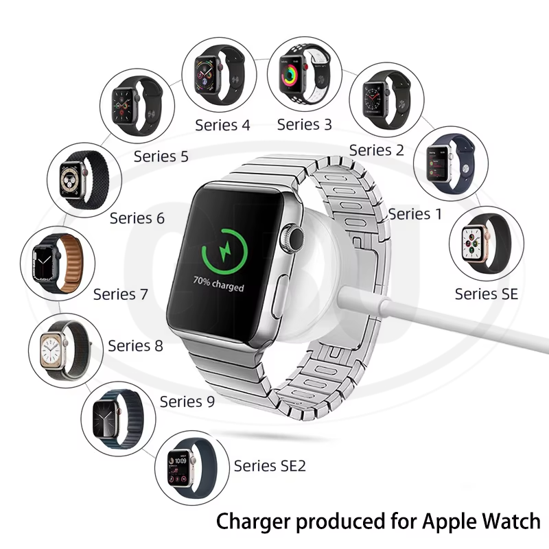 Apple Watch Series 11/10/9/8/7/SE/6/5/4/3/2/1 For 38mm/40mm/41mm/42mm/44mm/45mm/49mm USB Magnetic Charger Dock Cradle Cable