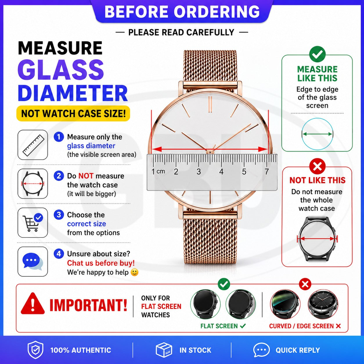 Premium Watch Screen Protector Tempered Glass - Diameter 30 | 31 | 32 | 33 | 34 | 35 | 36 | 37 | 38 | 39 | 40 | 41 | 42mm