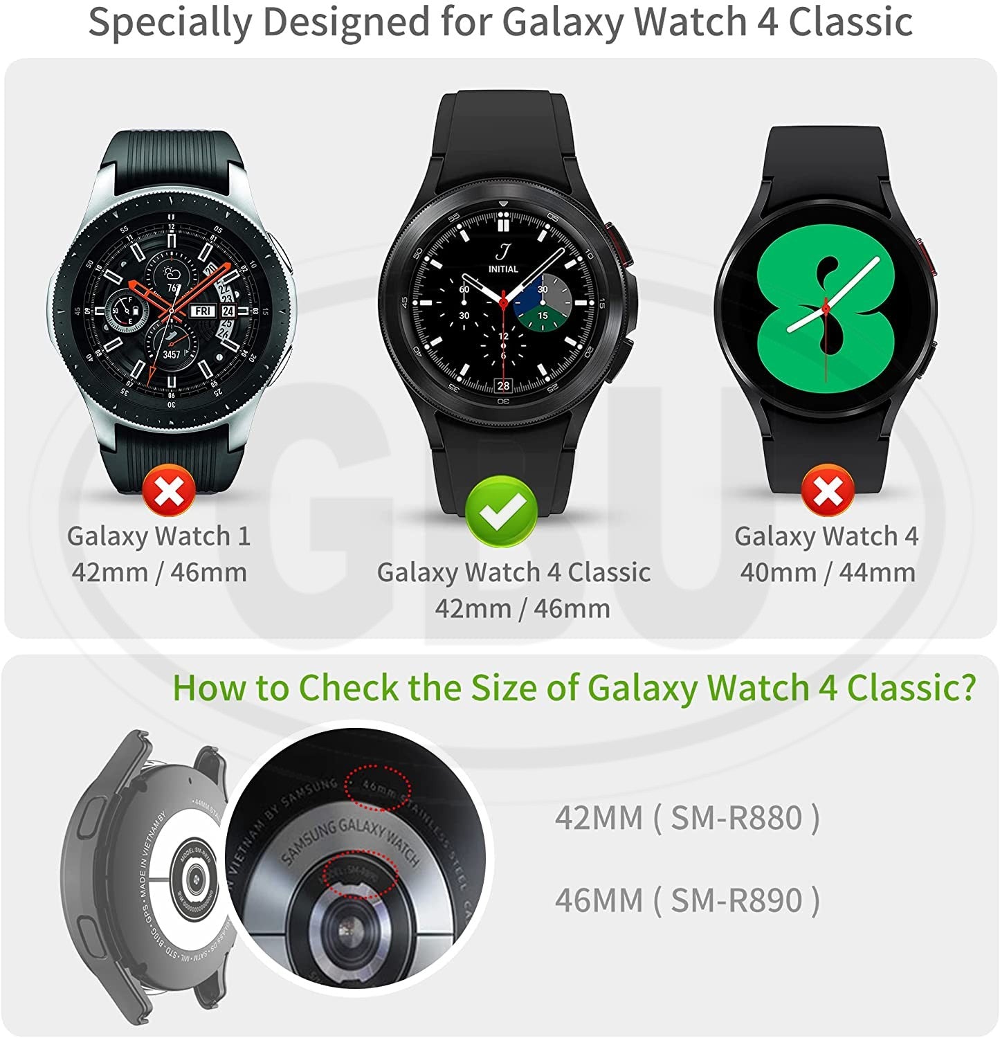 Samsung Galaxy Watch 4 Classic 42mm / Watch 4 Classic 46mm / R880 / R890 TPU Half Protector Cover Case - No Screen