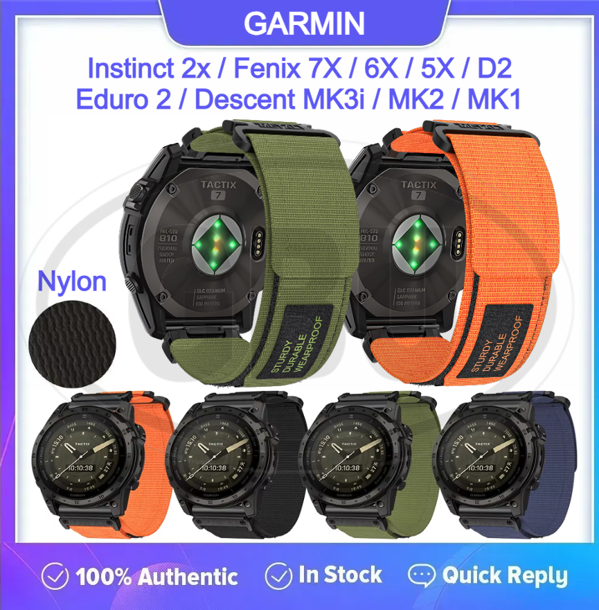 Garmin Nylon Watch Strap for Fenix 8 51mm / 7X 6X 5X / Fenix 3 / Instinct 2x / Descent MK3i MK2 MK1 QuickFit Watch Band - 26mm