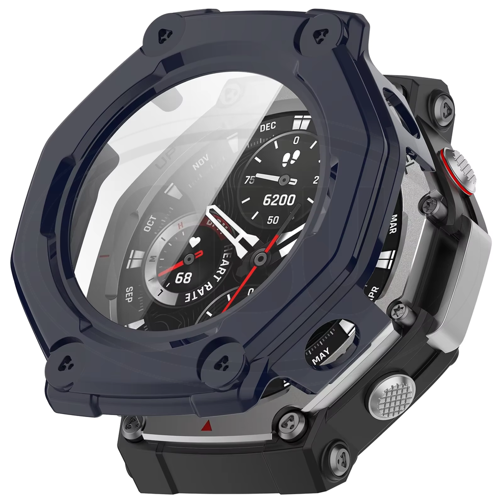 Amazfit T-Rex 3 Pro 44mm / T-Rex 3 Pro 48mm Sarung Full Built-in Tempered Glass / Sarung Half Silikon - No Screen