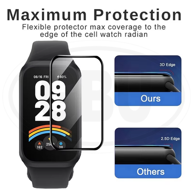 [2pcs] Xiaomi Smart Band 9 Active / Redmi Smart Band 3 / Mi Band 9 Active Full Cover 3D Screen Protector - Full Screen