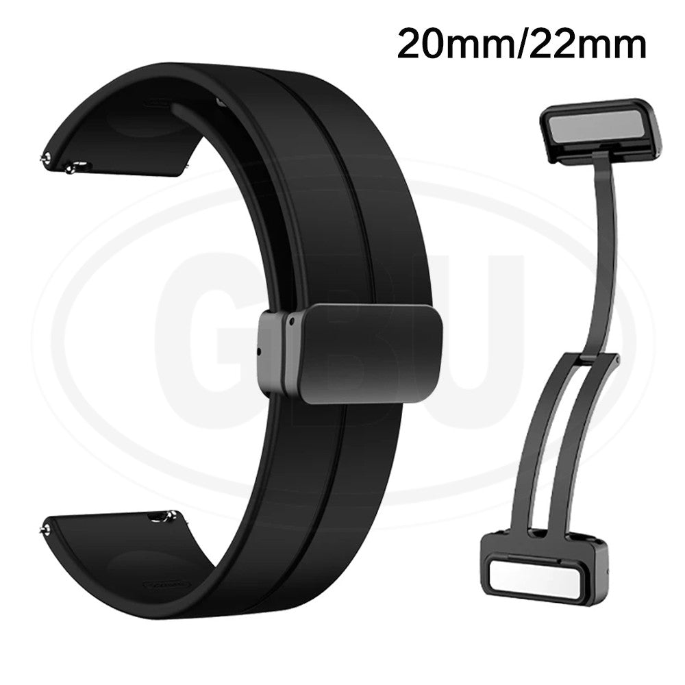 Sport Silicone Strap - Magnetic Buckle Watch Band Strap for Amazfit/ Coros / Fossil / Garmin / Huawei / Realme / Samsung