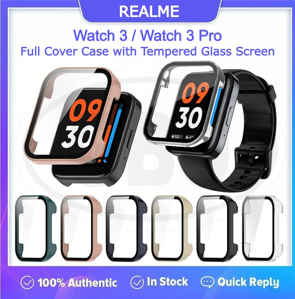 Realme Watch 3 / Realme Watch 3 Pro 2-in-1 Full Cover Case with Tempered Glass Protector Screen