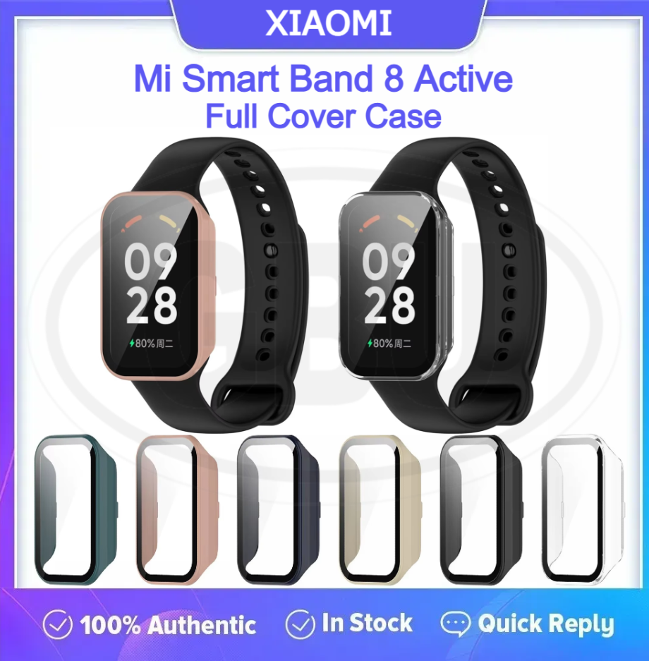 Xiaomi Smart Band 8 Active / Mi Band 8 Active Full Cover Case with Tempered Glass Protector Screen - 2-in-1 Cover