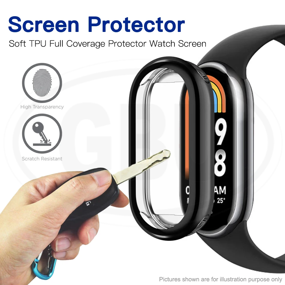 Compatible with Xiaomi Smart Band 8 / Mi Band 8 / Band 8 Sarung Full TPU Built-in Screen Protector Cover (NOT ORIGINAL)
