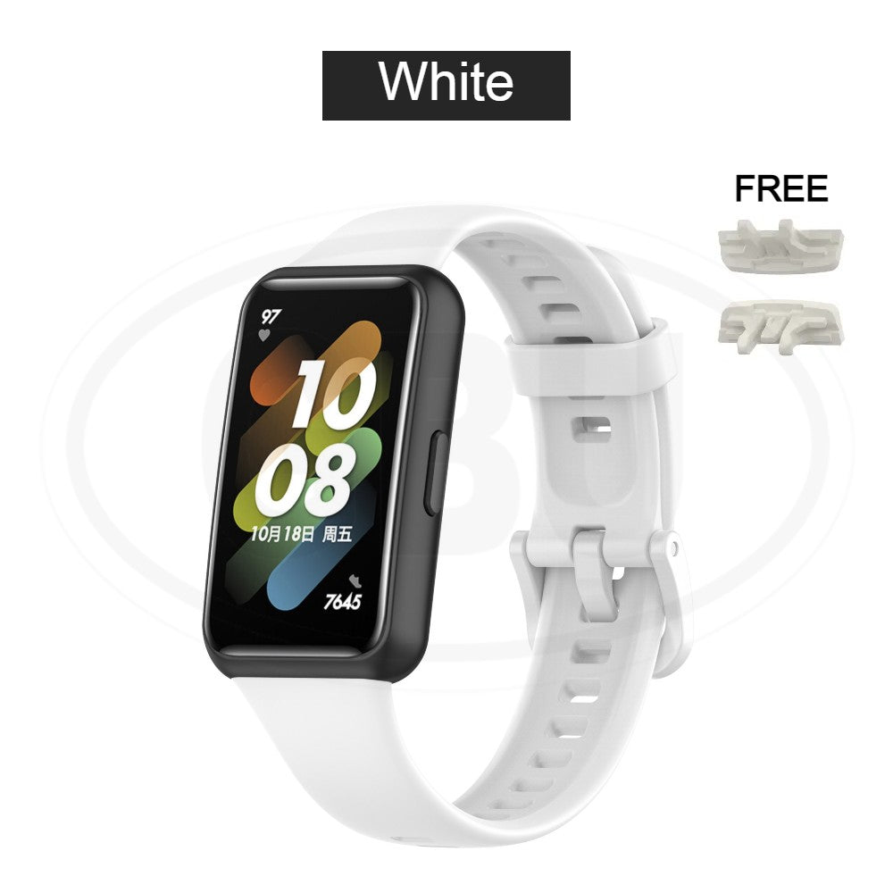 Huawei Band 7 / Huawei Band7 Smart Watch Soft Silicone Replacement Strap Band - Full Color Buckle