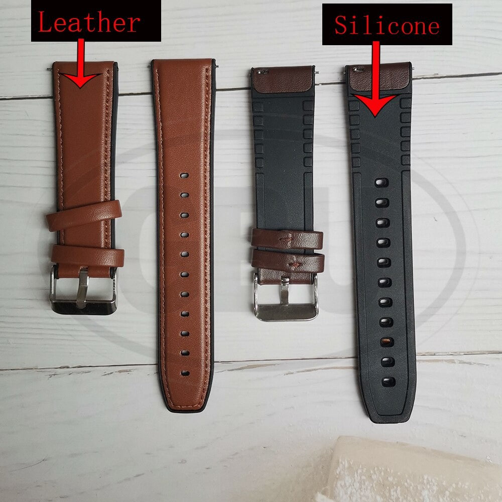 Genuine Leather Watch Band Strap for model Amazfit / Coros / Fossil / Garmin / Huawei / Realme / Samsung / Xiaomi / Mobvoi