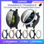 Garmin Vivoactive 5 / Garmin Vivoactive 6 Full Cover Case with Tempered Glass Screen 2-in-1 Case Protector  Dust Cover