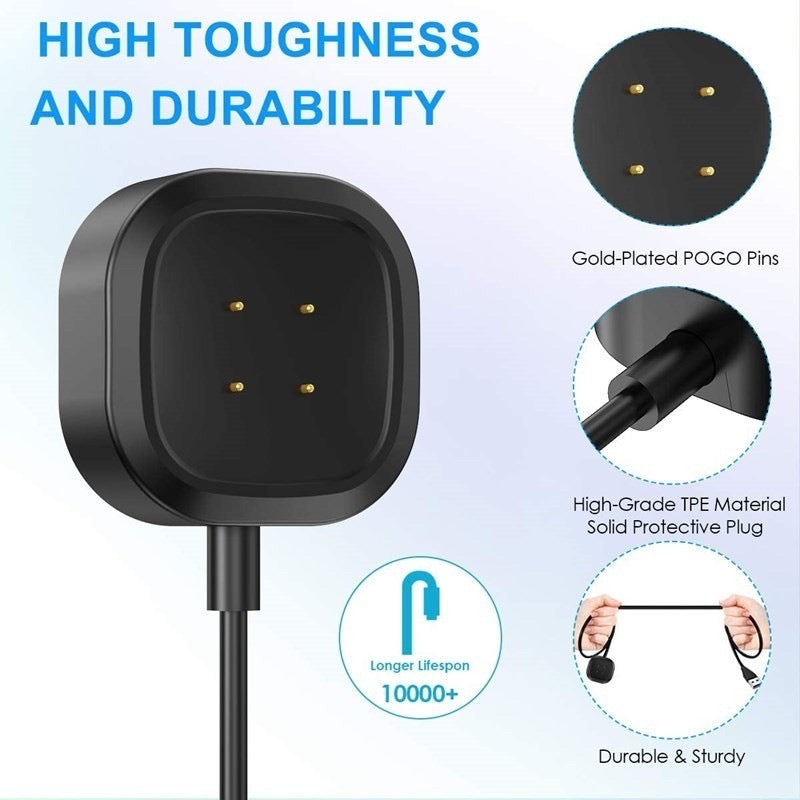 Fitbit Versa 4 / Versa 3 / Sense / Sense 2 Charger USB Charging Cable Dock Cradle Station [High Quality]