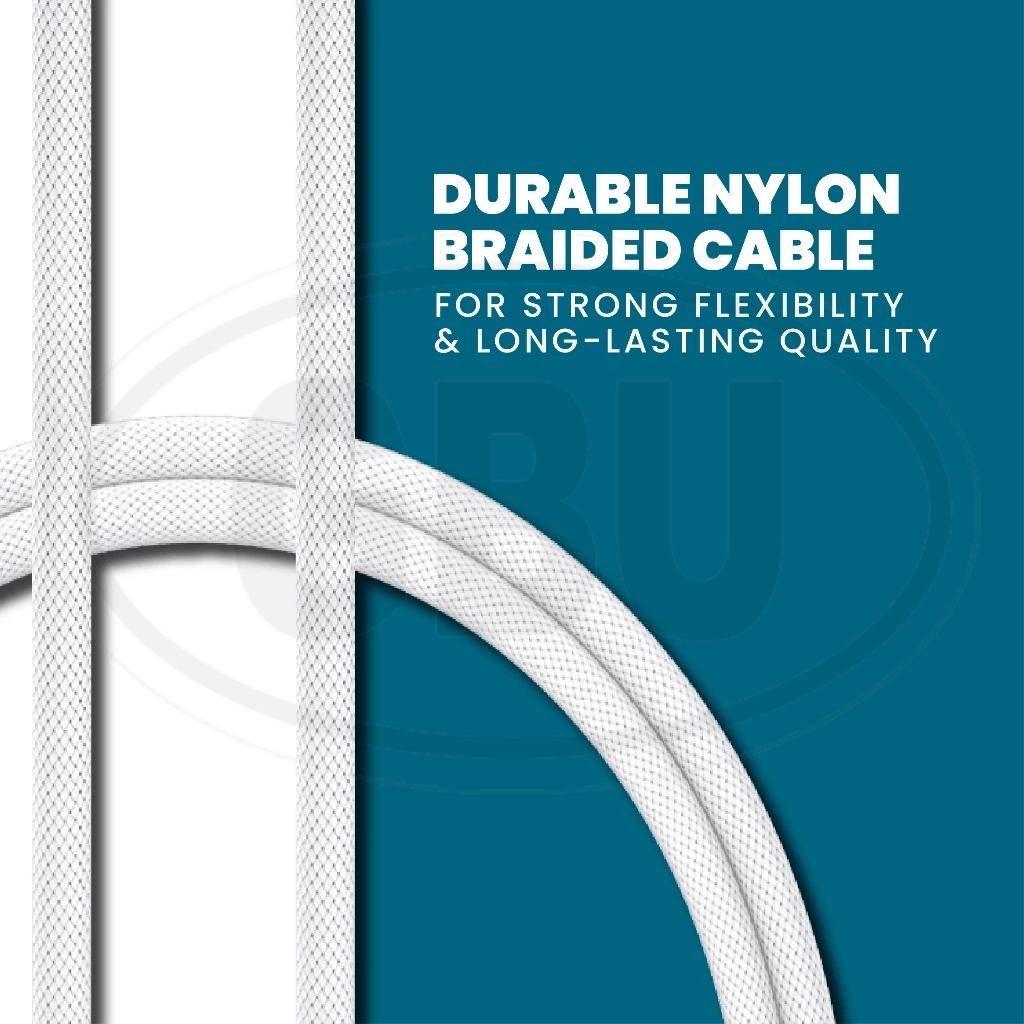 Compatible with SEEKEN USB / Type C 20W Charging Cable 1M Fast Charge Braided Anti Bending Premium Quality White