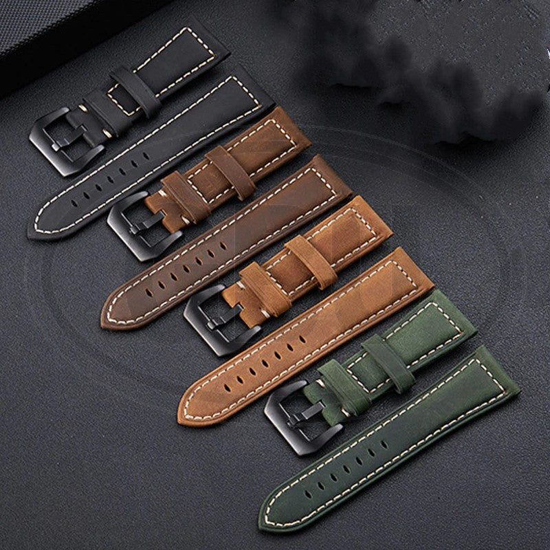 Genuine Leather Watch Band Strap for model Amazfit / Coros / Fossil / Garmin / Huawei / Realme / Samsung / Xiaomi / Mobvoi
