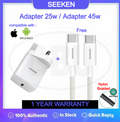 Compatible with SEEKEN Fast Charge Adapter 25W 45W UK Plug PD Compatible Charger  FREE Type-C to Type-C Cable (1M)