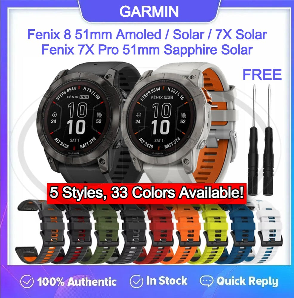 Garmin Fenix 8 51mm Amoled Solar / Fenix 7X Pro 51mm Sapphire Solar / Fenix 7X Solar QuickFit Tali Watch Strap - 26mm