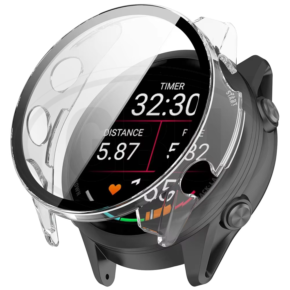 Garmin Forerunner 570 42mm/ Forerunner 570 47mm Sarung Full Built-in Tempered Glass / Sarung Half Silikon - No Screen