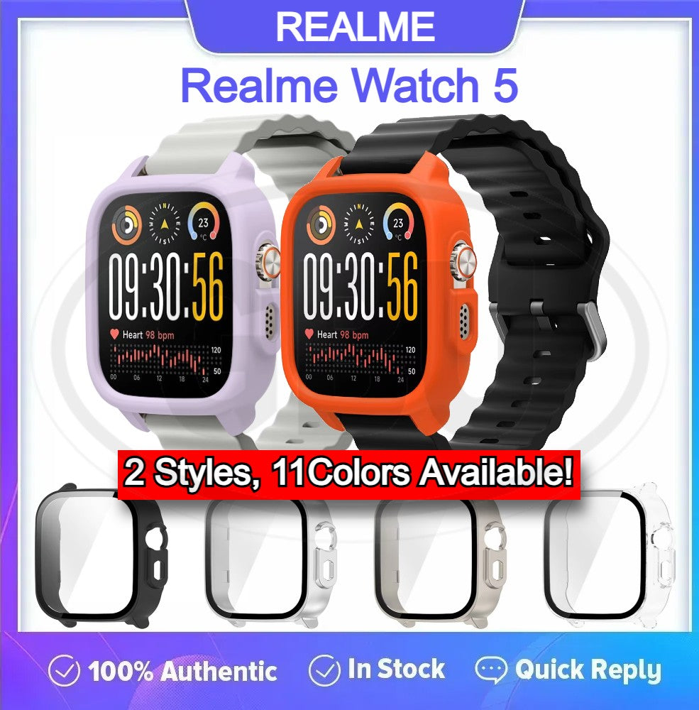 Realme Watch 5 Sarung Full Built-in Tempered Glass / Sarung Half Silikon - No Screen