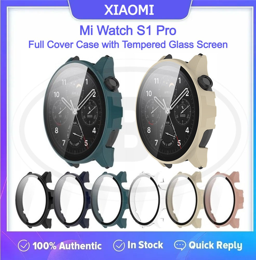Xiaomi Watch S1 Pro / Mi Watch S1 Pro 2-in-1 Full Cover Case with Tempered Glass Protector Screen