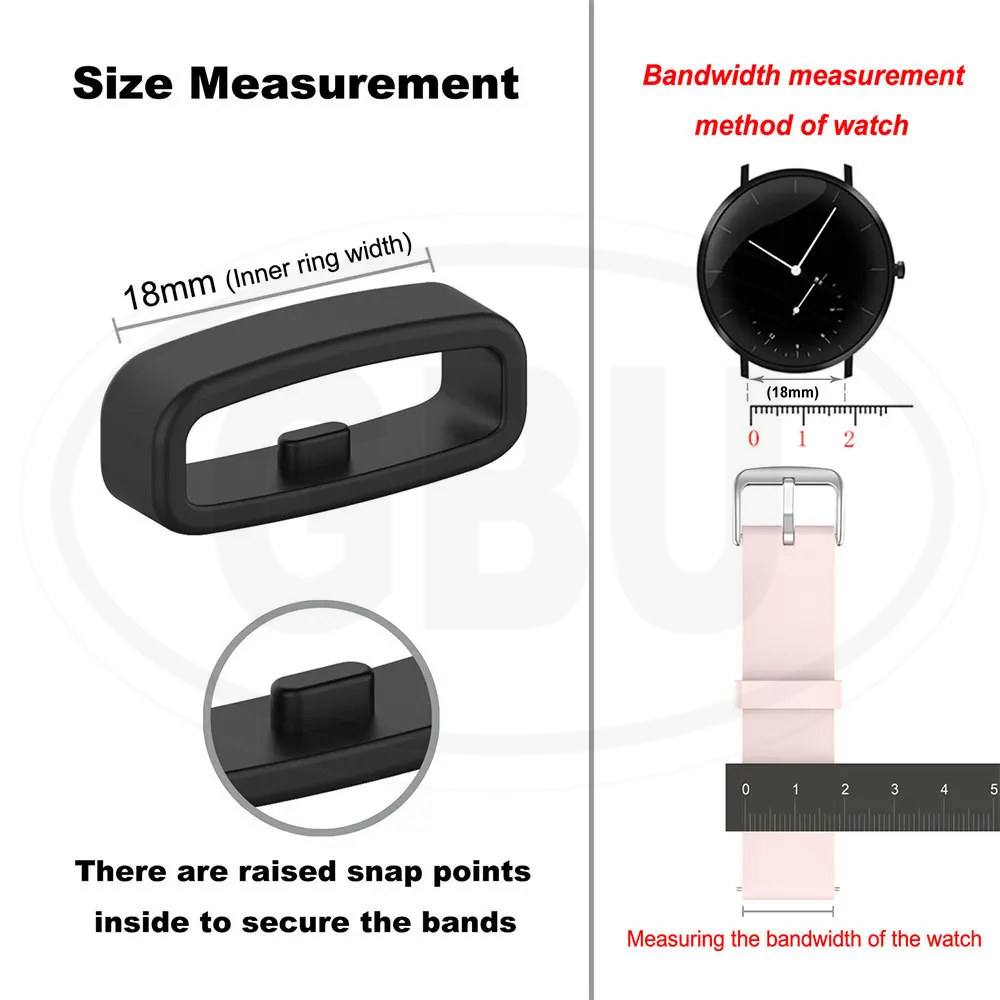 Rubber Silicone Watch Band Strap Ring Loop Holder Watch Strap Keeper Free Loop Strap Loop Keeper - 18mm / 20mm / 22mm