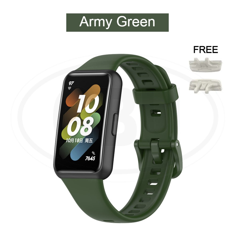 Huawei Band 7 / Huawei Band7 Smart Watch Soft Silicone Replacement Strap Band - Full Color Buckle